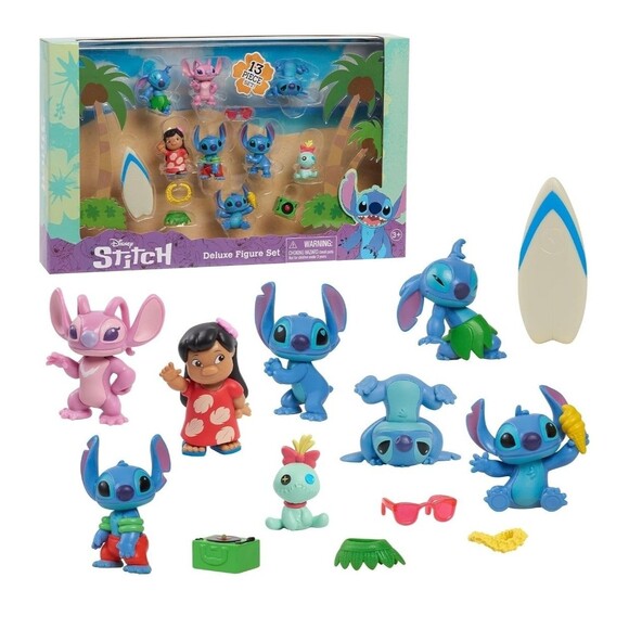Disney's Lilo & Stitch Deluxe Figure Set, 13-Piece Set, Boy and Girls toys, new - Picture 1 of 5